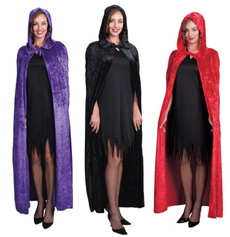 B048-4Halloween накидка костюм вечеринки одежда для выступлений плотный бархатный плащ ведьмы